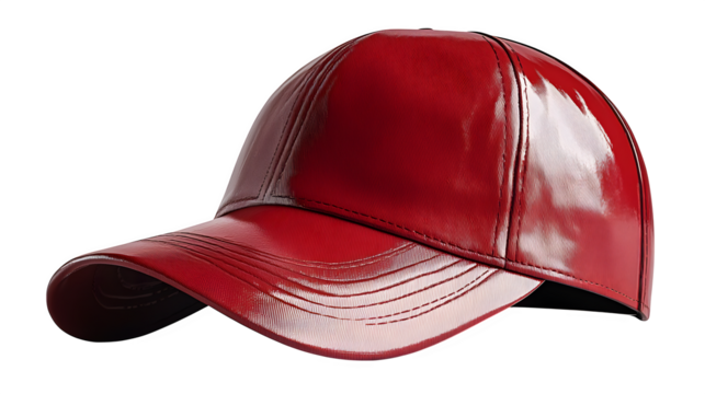 Red billed cap, 3D rendering, cartoon plastic style icon, isolated on white background