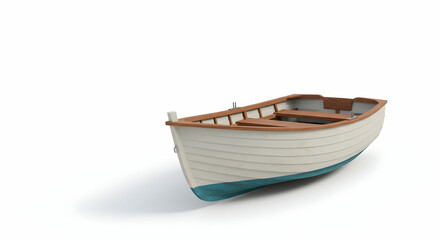 Fototapeta premium Realistic Wooden Rowboat Isolated on White Background