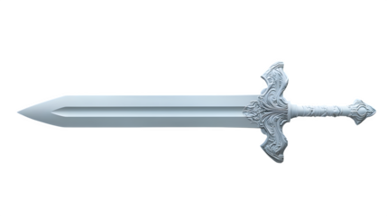 Sword icon in 3D plastic minimal style, symbol of competition or gaming, white background