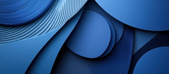 Abstract Blue Geometry: Layered Circles and Curves