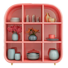 Shelving png pink 3D shelving unit png modern shelving unit png rounded edge shelving unit png decorative pink shelf png transparent background image