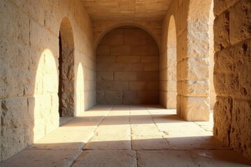 Fototapeta premium Smooth sandstone walls, deep shadows, ethereal light, canyon, earth tones
