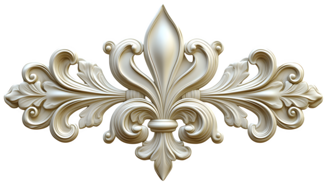 White Fleur-de-Lis symbol in 3D cartoon plastic style, isolated on white background