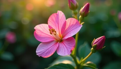A late blooming flower, with buds still closed while others have bloomed , life, detail