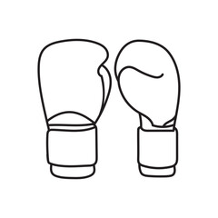 Boxing glove line illustration template, Punch icon boxing sign