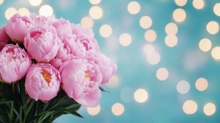 Pink peonies whisper secrets of spring's renewal amid bokeh dreams, evoking Hanami and whimsical garden parties