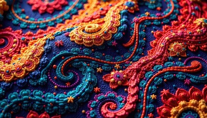 Intricate textile with flowing, repeating motif , cloth, illustration