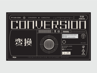 Label design.  Graphic asset for streetwear design. Retro futuristic element  for apparel, clothing and poster