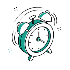 Turquoise Alarm Clock Icon for Time Management Apps, Website Interfaces, Wake-up Reminders, Schedule Planning, and Educational Materials