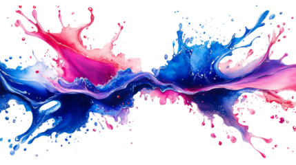 Vivid color ink collision, vibrant splash liquid dye, cut out transparent