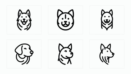 Obraz premium Minimal Dog Outline Logo Set for Modern Design
