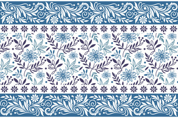 blue botanical seamless petals. embroidery sketch elements. floral one line texture. modern textile design. hand drawn background. elegant flower pattern
