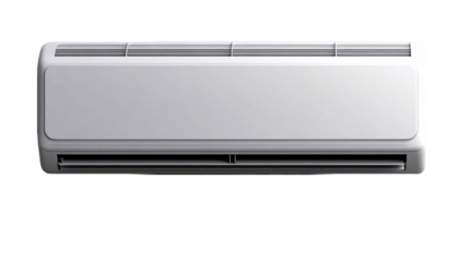 Modern white air conditioning unit, cut out transparent