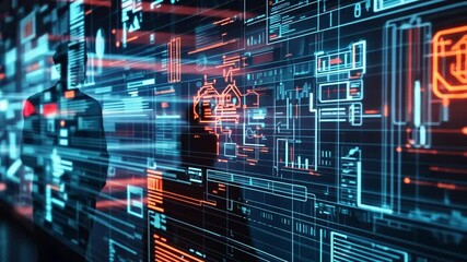 Data scientist analyzing complex digital information on a transparent display - Powered by Adobe