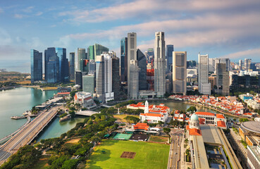 Obraz premium Aerial view of Singapore city at day