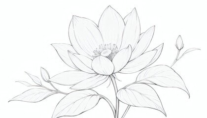 Fototapeta premium Elegant Floral Composition in a Detailed Ink Drawing