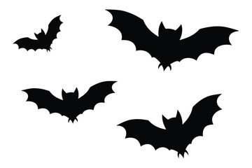 Halloween Bats Silhouette Vector Illustration.