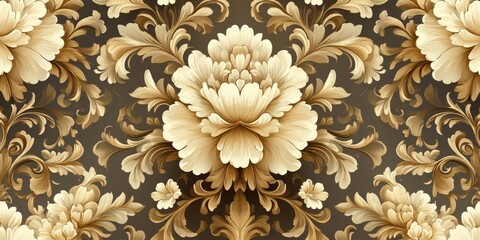 Ornate floral pattern in muted tones.