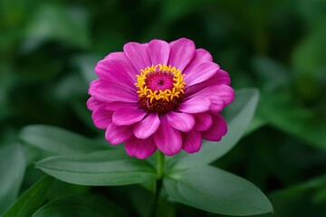 Obraz premium Pink Zinnia Flower with Yellow Center