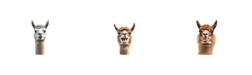 Three Friendly Alpacas With Various