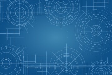 Obraz premium abstract blue background with gears mechine