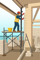 Construction Workers Working at Height