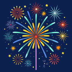 Colorful Fireworks Exploding Against a Dark Night Sky  