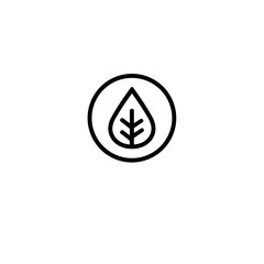 Simple line icon of a leaf, representing nature and wellness