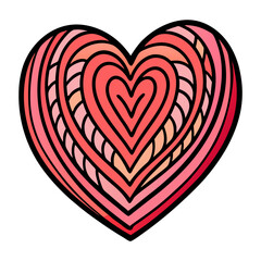 Colorful layered heart illustration with intricate details  