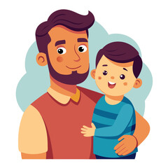 Fototapeta premium Father and son sharing happiness against a cheerful background 
