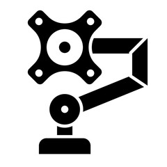Simple monitor arm silhouette icon. Vector.