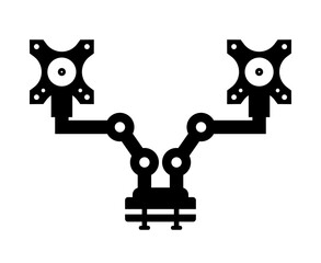 Dual monitor arm silhouette. Vector.