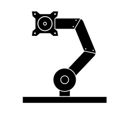 Adjustable monitor arm silhouette. Vector.