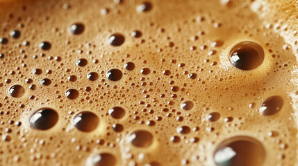 Closeup of Coffee Crema Bubbles Brown Texture
