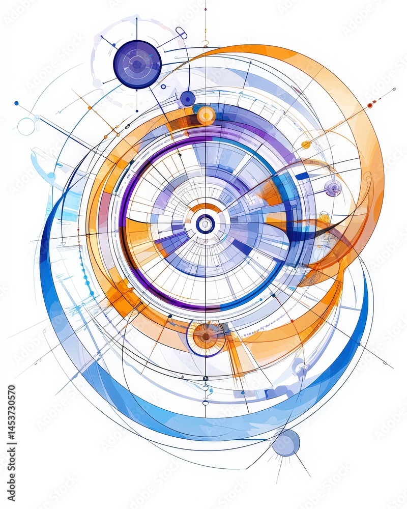 Poster stunning circular design with geometric patterns and vibrant colors creating a mesmerizing visual ef