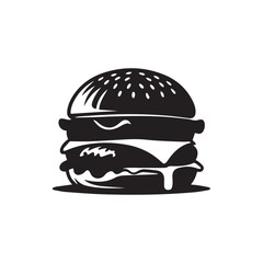  a silhouette burger with white background  with vector desig