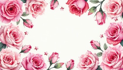 Delicate watercolor roses repeat, creating a soft, romantic floral backdrop , flower, pretty