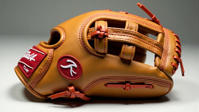 Tan Leather Rawlings Baseball Glove Close-up