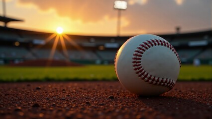 Baseball At Sunset On The Pitch