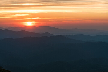 sunset at Noen Chang Suek, Pilok, Kanchanaburi, Thailand.