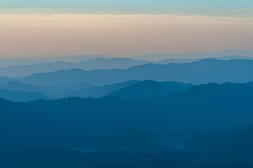 Layers of Mountain Noen Chang Suek view point Pilok, Kanchanaburi, Thailand.