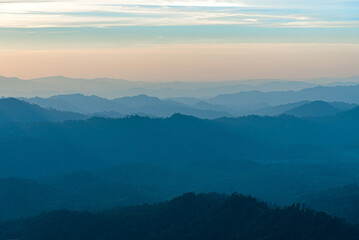 Layers of Mountain Noen Chang Suek view point Pilok, Kanchanaburi, Thailand.