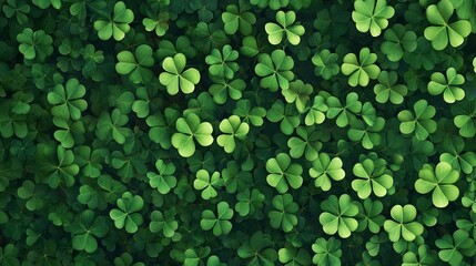 Green Clover Background Representing Luck and St. Patrick's Day in Vibrant and Lush Nature Close-Up
