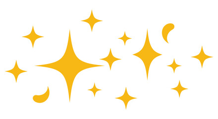 Scattered Golden Sparkle Stars and Flares on the transparent background AI Generative
