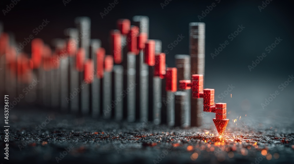Poster Elegant red candle resting on a black surface surrounded by a soft glow creating a serene and peaceful atmosphere