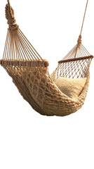 Obraz premium Cozy hammock made of natural fibers, suspended between trees in a serene outdoor setting
