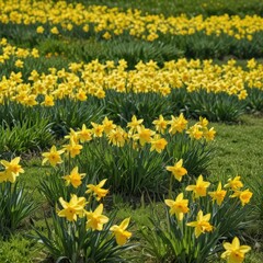 Fototapeta premium field of yellow tulips