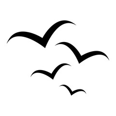 Set of flying bird design, nature freedom flock sign, vector illustration .