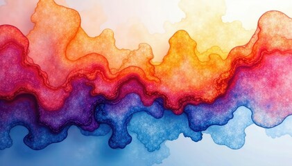 Obraz premium Abstract watercolor wash, flowing colors merging seamlessly, colorful, fluid