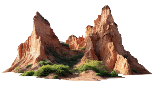 Rocky Peaks in Desert Landscape: Majestic rock formations rise dramatically against the stark landscape, where nature's artistry is etched in stone. Witness the raw beauty of geological wonders. 